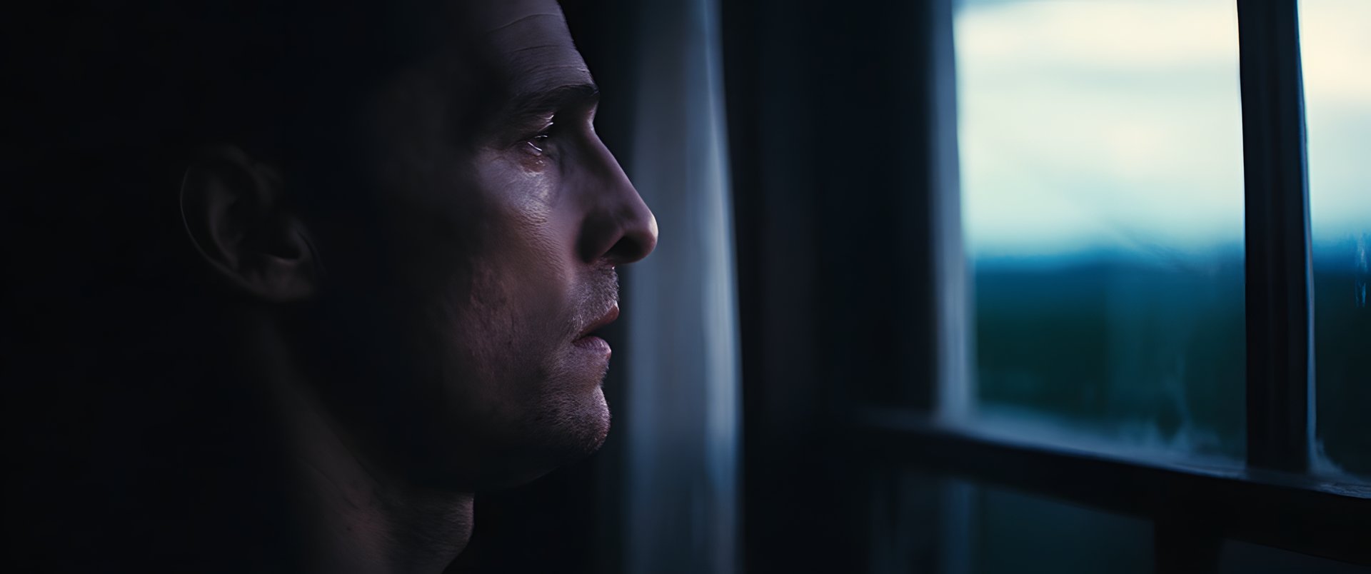 Raul gazing out of a high window