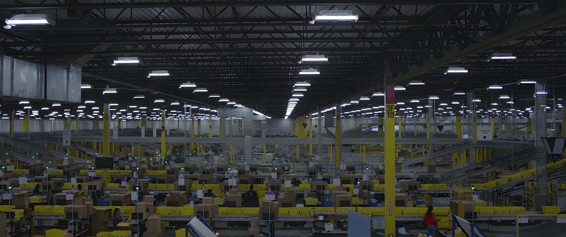 Vast warehouse aisles